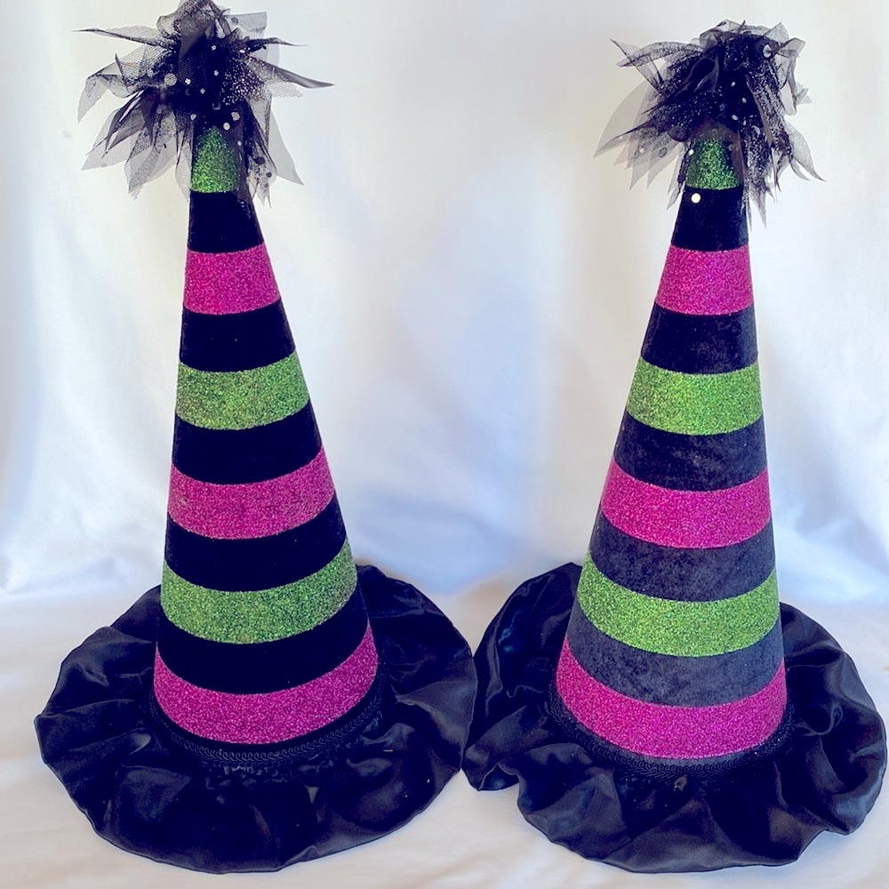 Gently Used Set Of 2 Very Pretty Well Made Cones Halloween Decoration